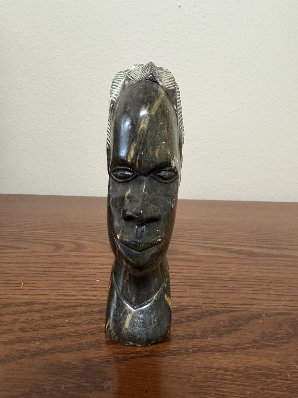 Vintage African Shona Soapstone Bust Sculpture Hand Carved Zimbabwe Female Head